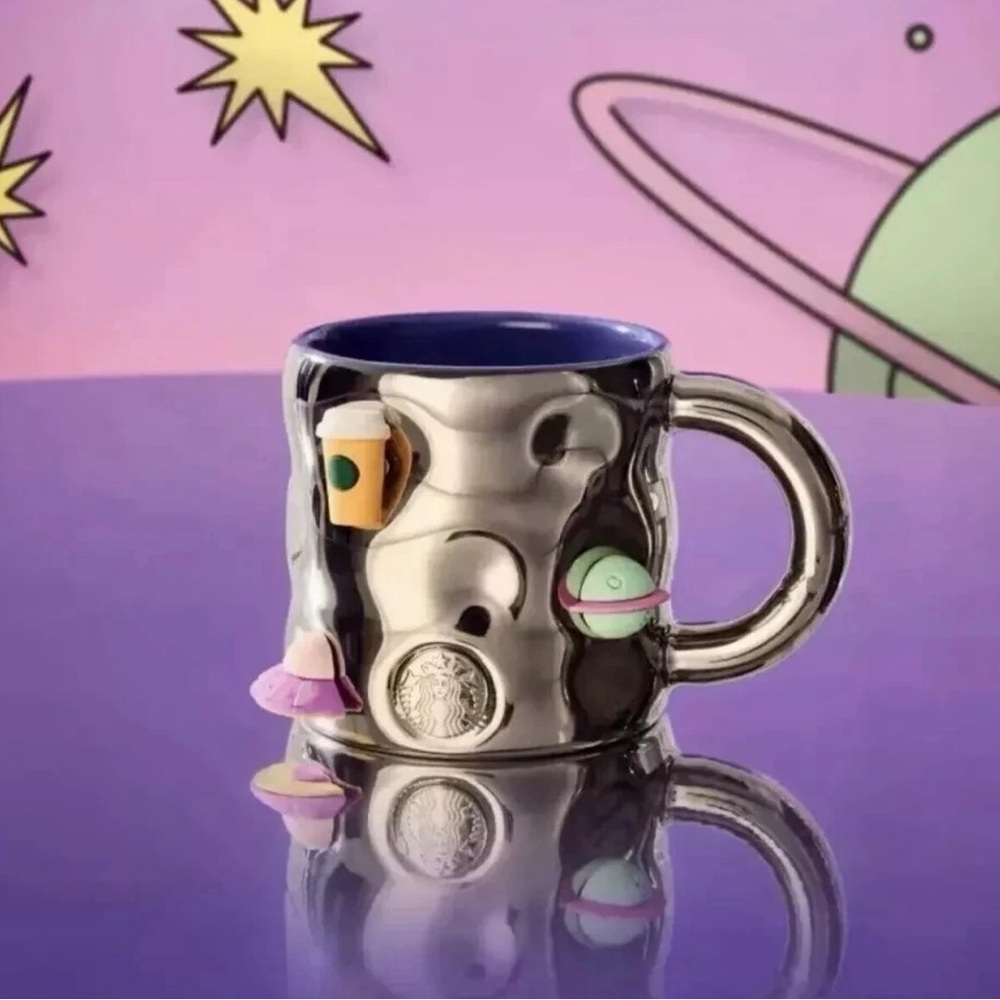 New Starbucks 2024 China Summer Night Starry Sky Magnet 13oz Mug Silver Space